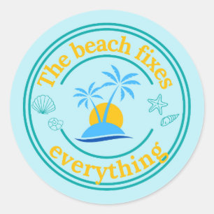 Pegatina Redonda La Playa Arregla Todo