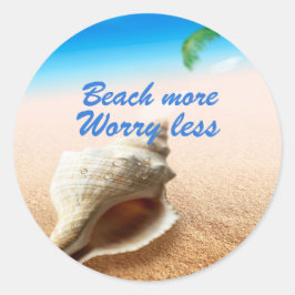 Pegatina Redonda La Playa Hermosa Más Preocupante Menos