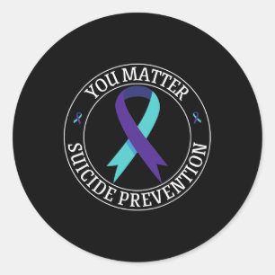 Pegatina Redonda La prevención del suicidio Verde azulado y morado