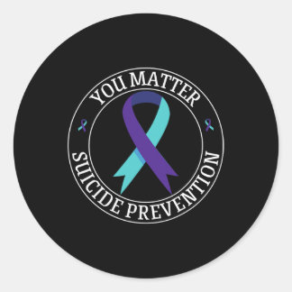 Pegatina Redonda La prevención del suicidio Verde azulado y morado 
