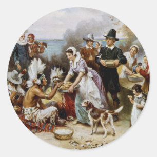 Pegatina Redonda La primera acción de gracias