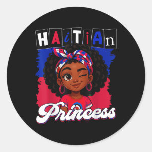 Pegatina Redonda La princesa haitiana Ayiti Orgullo por los Chicas