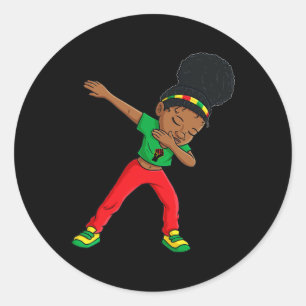 Pegatina Redonda La princesa negra de Dabbing en junio cuta piel ma