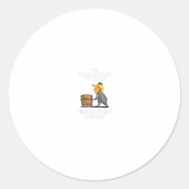 Pegatina Redonda La prisión de Trump, biblioteca presidencial diver (Anverso)