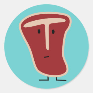 Pegatina Redonda la proteína de la carne del filete del T-hueso as