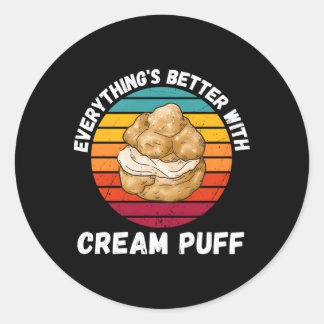 Pegatina Redonda La Puff De Crema Es Todo Mejor Con La Puff De Crem