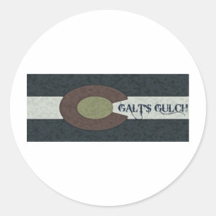 Pegatina Redonda La quebrada de Galt - diseño combinado blanco y