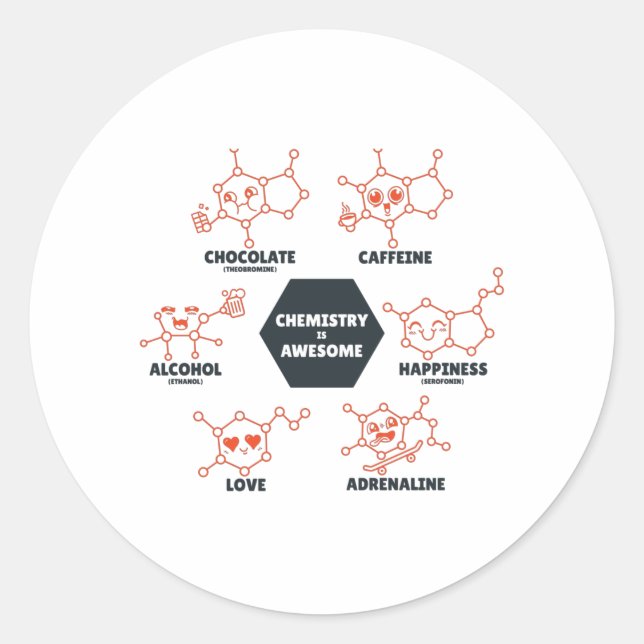 Pegatina Redonda La química es impresionante (Anverso)