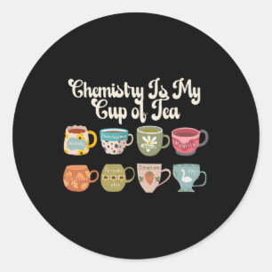 Pegatina Redonda La Química Es Mi Taza De Té Laboratorio De Ciencia