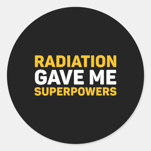 Pegatina Redonda La radiación me dio superpoderes al cáncer químico (Anverso)