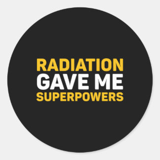 Pegatina Redonda La radiación me dio superpoderes al cáncer químico