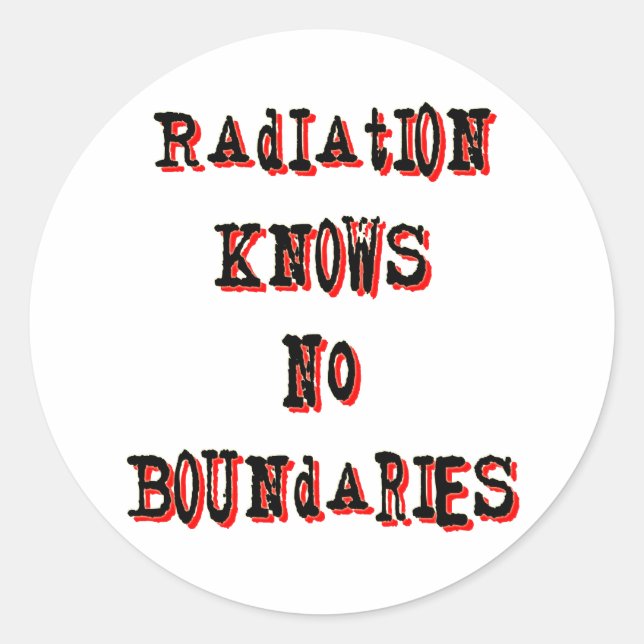Pegatina Redonda La radiación no conoce límites anti-nucleares (Anverso)