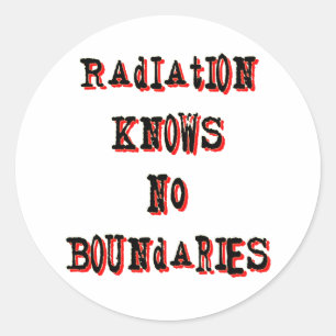Pegatina Redonda La radiación no conoce límites antinucleares