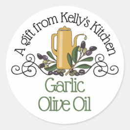 Pegatina Redonda la rama de aceite de oliva de doodle hippie de mi 