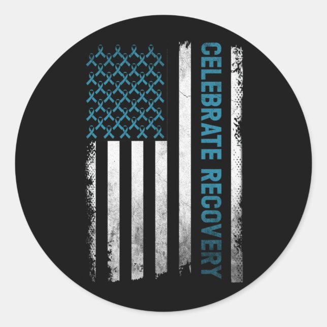 Pegatina Redonda La recuperación de adicciones al alcohol con droga (Anverso)