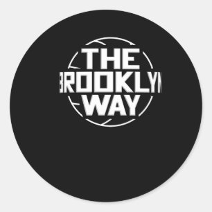 Pegatina Redonda La red de baloncesto de Brooklyn Way