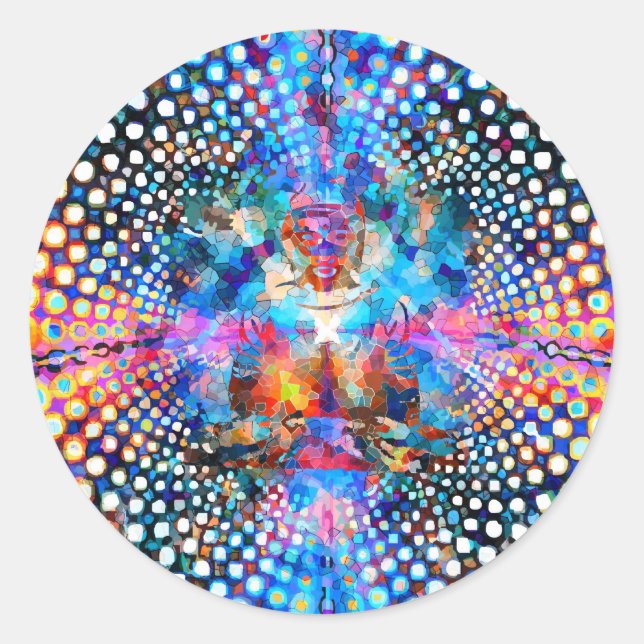 Pegatina Redonda La red de Indra (Anverso)