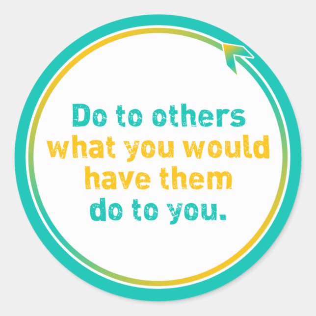 PEGATINA REDONDA "LA REGLA DE ORO" (Anverso)