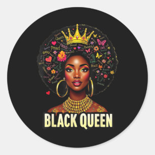 Pegatina Redonda La Reina de la Historia Negra Mes de la Historia N