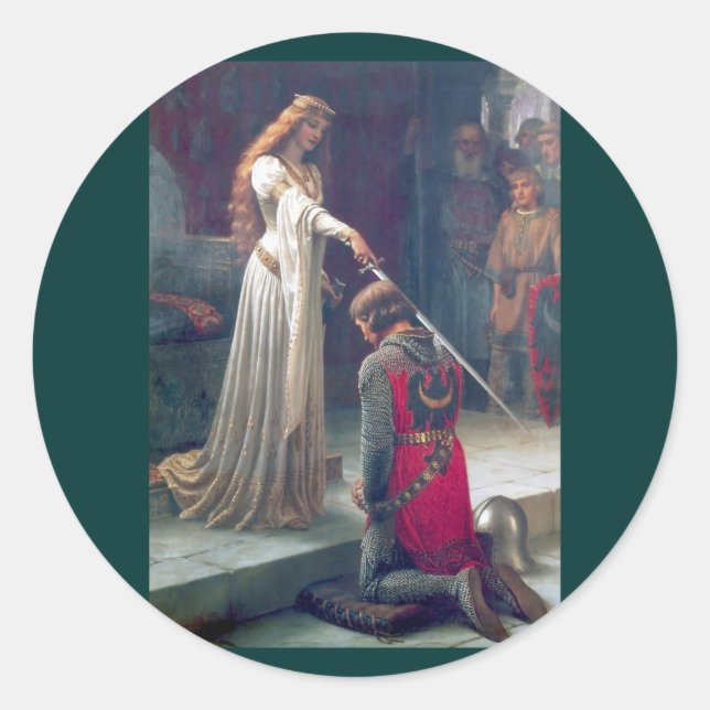 Pegatina Redonda La reina de la reina que cubría la pintura antigua (Anverso)