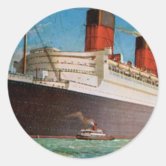 Pegatina Redonda La Reina María de Cunard White Star Line