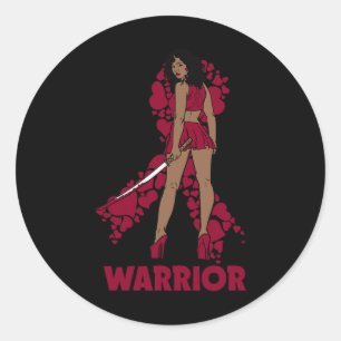 Pegatina Redonda La reina negra Melanin Burgunbon Sickle Cell Aw