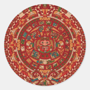 Pegatina Redonda La rueda del calendario maya / azteca
