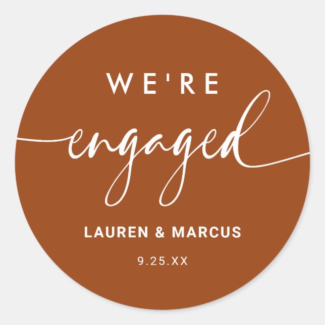 Pegatina Redonda La rustica Terracota del Boho Estamos comprometido (Anverso)