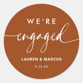 Pegatina Redonda La rustica Terracota del Boho Estamos comprometido