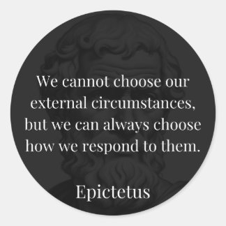 Pegatina Redonda La sabiduría de Epictetus: Empoderamiento a través
