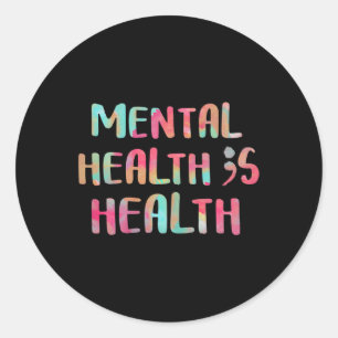 Pegatina Redonda La salud es conciencia de la salud Neurodiversidad