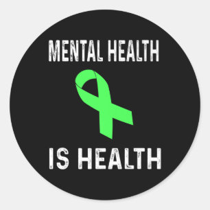 Pegatina Redonda La Salud Mental Es La Cinta Verde De Sensibilizaci
