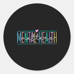 Pegatina Redonda La Salud Mental Y La Conciencia