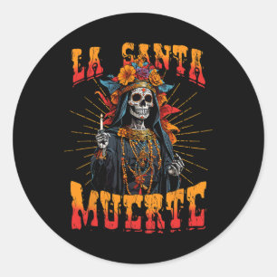 Pegatina Redonda La Santa Muerte Calavera de Azúcar La Catrina Cinc