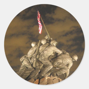 Pegatina Redonda La Segunda Guerra Mundial Iwo Jima Arlington