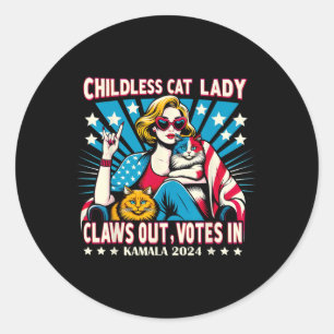 Pegatina Redonda La Señora del Gato Infantil Cuelga