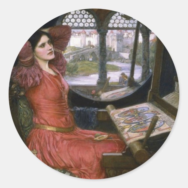 Pegatina Redonda La señora del Waterhouse de Shalott (Anverso)