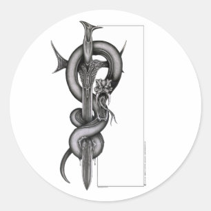 Pegatina Redonda La serpiente y la espada