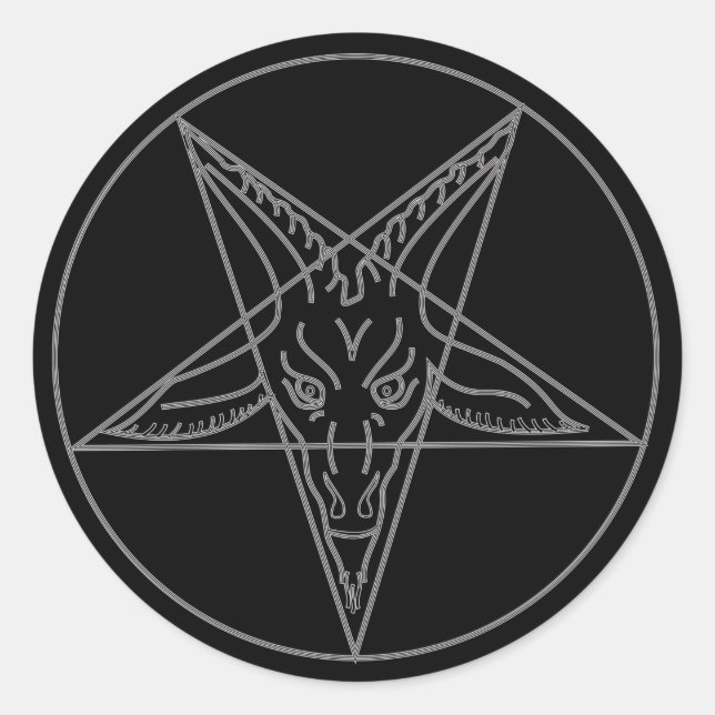 Pegatina Redonda La sigilia de Baphomet (Anverso)