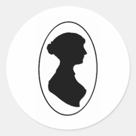 Pegatina Redonda La silueta de Jane Austen