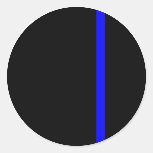 Pegatina Redonda La simbólica delgada línea azul en negro (Anverso)