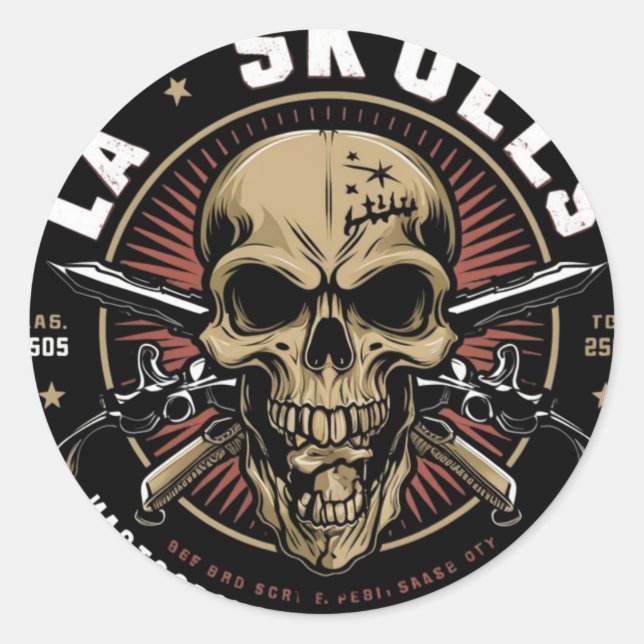 Pegatina Redonda LA Skulls (Anverso)