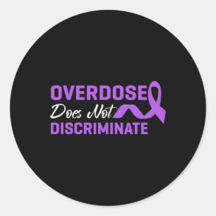 Pegatina Redonda La sobredosis no discrimina la conciencia morada R