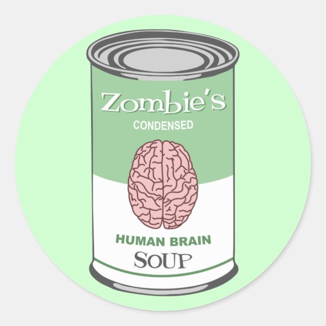 Pegatina Redonda La sopa de cerebro humano de Zombie (Anverso)