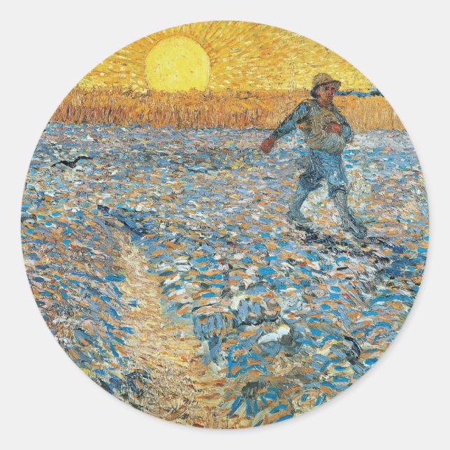 Pegatina Redonda La Sower | Vincent van Gogh (Anverso)