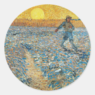 Pegatina Redonda La Sower   Vincent van Gogh