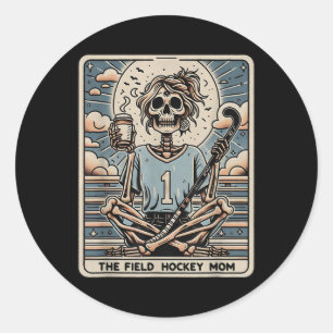 Pegatina Redonda La tarjeta de tarot de la madre de hockey sobre hi