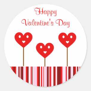 Pegatina Redonda La tarjeta del día de San Valentín hace estallar