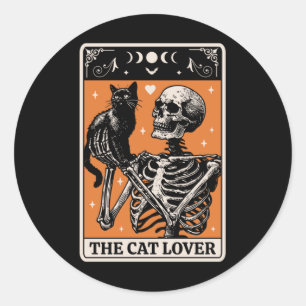 Pegatina Redonda La Tarjeta Tarot De Gato Amante - Gato Negro Y Esq