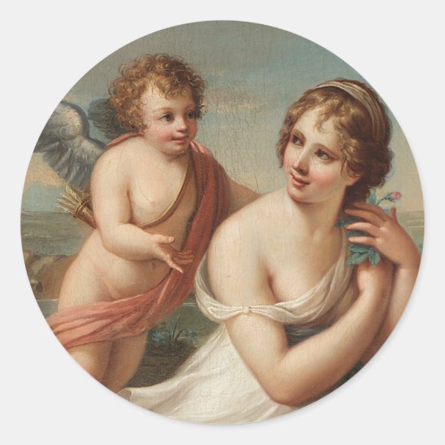 Pegatina Redonda La tentación de Eros (Anverso)